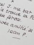 PAULHAN : Lettre autographe signée et adressée à Felia Leal, éditrice de son ouvrage Paroles transparentes illustré par Georges Braque : 