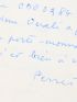 PERRET : Lettre autographe signée à un ami probablement Roger Nimier sur la vie poilitique et littéraire du temps : 