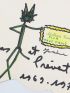 PREVERT : Carte de voeux dédicacée à son ami Baudry enrichie d'un dessin original - Signed book, First edition - Edition-Originale.com
