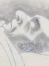 RIM : Dessin original au stylo bille bleu rehaussé au crayon noir représentant son grand ami Raimu sur son lit de mort - Signiert, Erste Ausgabe - Edition-Originale.com