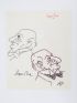 RIM : Deux dessins originaux aux feutres noirs représentant Lugné-Poe dont l'un est rehaussé au feutre rouge - Signiert, Erste Ausgabe - Edition-Originale.com