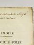 ROEDERER : Mémoire pour servir à l'histoire de la société polie en France - Libro autografato, Prima edizione - Edition-Originale.com