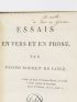 ROUGET DE L'ISLE : Essais en vers et en prose - Signed book, First edition - Edition-Originale.com