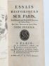 SAINT-FOIX : Essais historiques sur Paris, pour faire suite aux Essais de M. Poullain de Saint-Foix - First edition - Edition-Originale.com