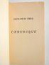 SAINT-JOHN PERSE : Chronique - Libro autografato, Prima edizione - Edition-Originale.com