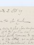 SEGALEN : Lettre autographe datée et signée envoyée depuis Brest et adressée à son ami de jeunesse Emile Mignard : 