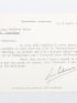 SIMENON : Bristol tapé à la machine à écrire et signé par Georges Simenon adressée à Frédéric Brion le remerciant de l'envoi de l'ouvrage 