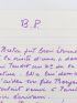 SOUPAULT : Note autographe de souvenirs d'une page concernant Benjamin Péret : 
