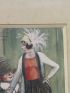 TOURNON : Dessin original signé au fusain et rehauts de gouache : danseuse de cabaret et petit clown  - Signed book, First edition - Edition-Originale.com