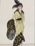 Costumes parisiens. Robe de satin topaze garnie de léopard. Manchon aussi de léopard (pl.110, Journal des Dames et des Modes, 1913 n°49) - First edition - Edition-Originale.com