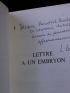 WEISS : Lettre à un embryon - Libro autografato, Prima edizione - Edition-Originale.com