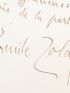 ZOLA : Lettre autographe datée et signée à propos de l'Affaire Dreyfus : 