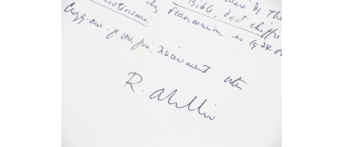 ABELLIO : Lettre autographe datée et signée adressée à Robert Huet à propos de son ouvrage La Bible, document chiffré et sa réédition prévue : 