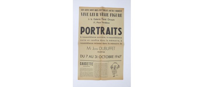 Affiche-catalogue de l'exposition de Jean Dubuffet, à la Galerie René Drouin, intitulée : 