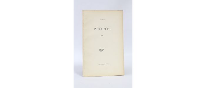 ALAIN : Propos XX - Edition Originale - Edition-Originale.com