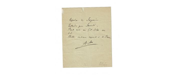 ALLAIS : Billet autographe signé  - Libro autografato, Prima edizione - Edition-Originale.com
