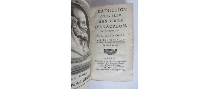 ANACREON : Traduction nouvelle des Odes d'Anacreon, sur l'original grec. Par M. de la Fosse - Erste Ausgabe - Edition-Originale.com