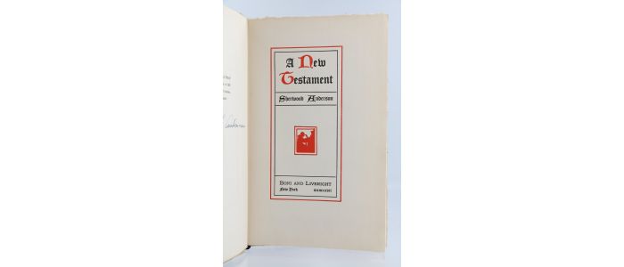 ANDERSON : A new testament - Signed book, First edition - Edition-Originale.com