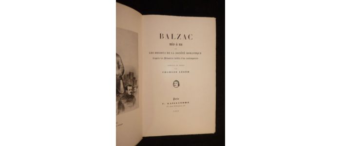 ANONYME : Balzac mis à nu et les dessous de la société romantique d'après les mémoires inédits d'un contemporain.  - Prima edizione - Edition-Originale.com