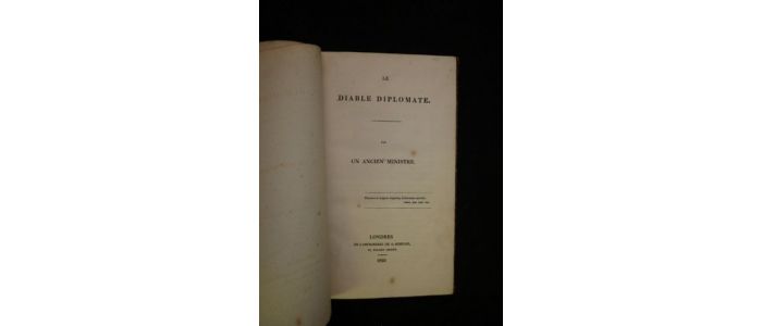 ANONYME : Le diable diplomate par un ancien ministre - Erste Ausgabe - Edition-Originale.com