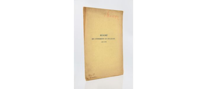 ANONYME : Résumé des évènements en Bessarabie (1917-1918) - Edition Originale - Edition-Originale.com