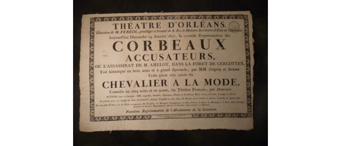 Théâtre d'Orléans. Corbeaux accusateurs, suivi du Chevalier à la mode - Edition Originale - Edition-Originale.com