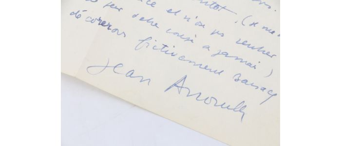 ANOUILH : Lettre autographe signée adressée à Carlo Rim le remerciant d'avoir à sa demande embauché son gendre 
