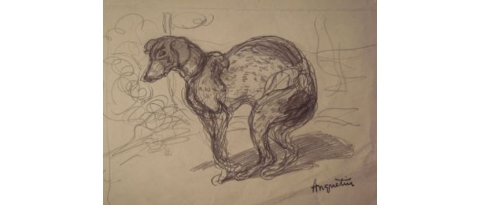 Chiens 3, et études de chiens - Crayon sur papier - Autographe, Edition Originale - Edition-Originale.com