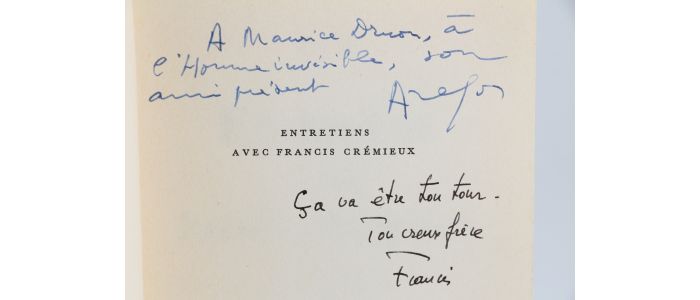 ARAGON : Entretiens avec Francis Crémieux - Autographe, Edition Originale - Edition-Originale.com