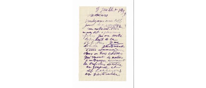 ARTAUD : Lettre autographe signée d'Antonin Artaud adressée à ses médecins au début de son internement - Signiert, Erste Ausgabe - Edition-Originale.com