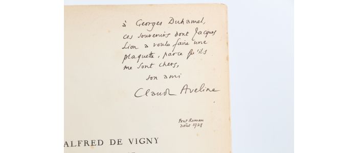 AVELINE : Sur l'Alfred de Vigny d'Anatole France - Libro autografato, Prima edizione - Edition-Originale.com