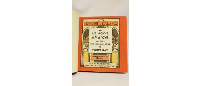 BALZAC : Sur le moyne Amador qui feut ung glorieux abbé de Turpenay - Edition-Originale.com