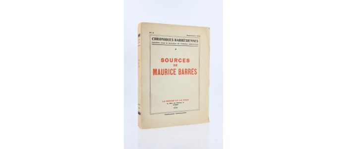 BARRES : Sources de Maurice Barrès - Erste Ausgabe - Edition-Originale.com