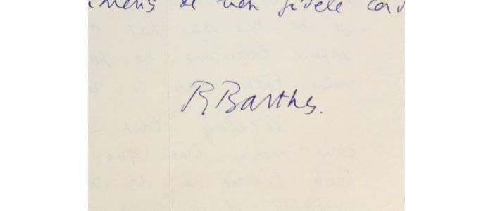 BARTHES : Lettre autographe signée de Roland Barthes à René Wintzen - Libro autografato, Prima edizione - Edition-Originale.com