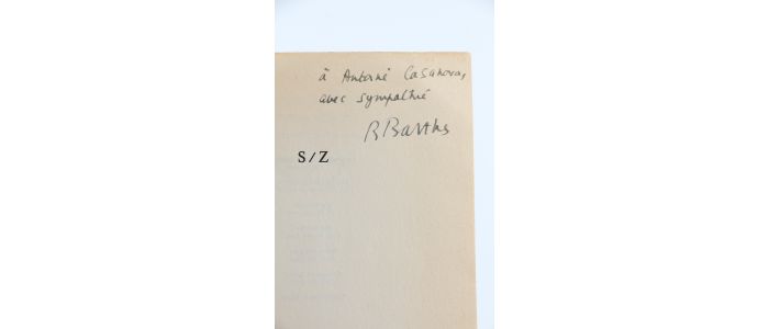 BARTHES : S/Z - Signed book, First edition - Edition-Originale.com