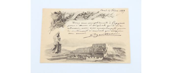 BARTHOLDI : Carte postale autographe signée adressée à Emile Straus - Signiert, Erste Ausgabe - Edition-Originale.com
