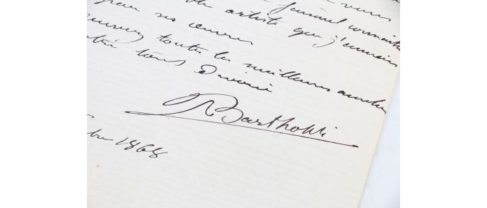 BARTHOLDI : Lettre autographe signée : Bartholdi fait mine de se marier et rencontre le peintre Hector Giacomelli - Signiert, Erste Ausgabe - Edition-Originale.com