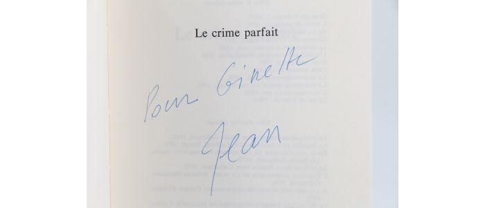 BAUDRILLARD : Le crime parfait - Signiert, Erste Ausgabe - Edition-Originale.com