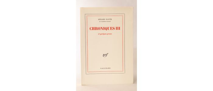 BAUER : Chroniques III - Prima edizione - Edition-Originale.com