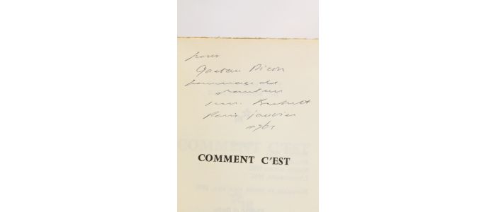 BECKETT : Comment c'est  - Libro autografato, Prima edizione - Edition-Originale.com