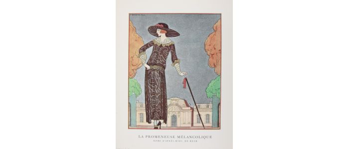 BEER : La Promeneuse mélancolique. Robe d'après-midi de Beer (pl.63, La Gazette du Bon ton, 1922 n°8) - Edition Originale - Edition-Originale.com