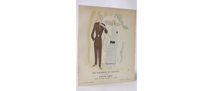 BEER : Les Vacances au Château ou l'invité timide. Robe, de Beer. Costume, de Larsen (pl.51, La Gazette du Bon ton, 1922 n°7) - Erste Ausgabe - Edition-Originale.com