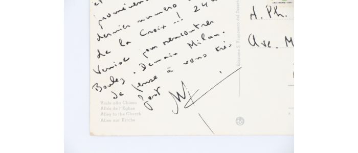 BEJART : Carte postale autographe signée adressée à André-Philippe Hersin : 