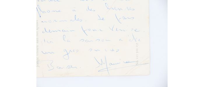 BEJART : Carte postale autographe signée adressée à André-Philippe Hersin :