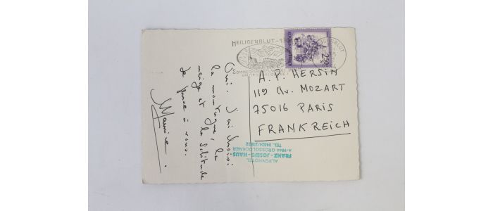 BEJART : Carte postale autographe signée adressée à André-Philippe Hersin : 