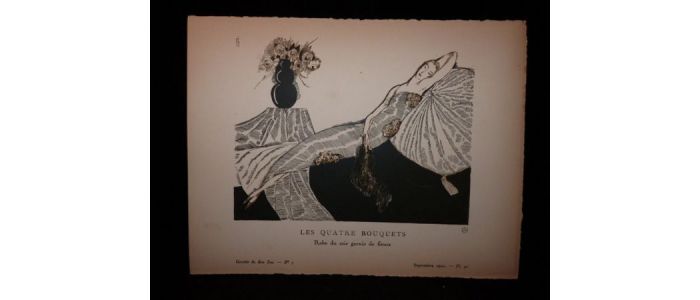 Les Quatre bouquets. Robe du soir garnie de fleurs. (La Gazette du Bon ton, n°7 - Année 1920. Planche 50 ) - Erste Ausgabe - Edition-Originale.com