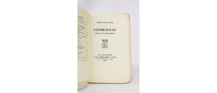 BENJAMIN : Clemenceau dans la retraite - First edition - Edition-Originale.com
