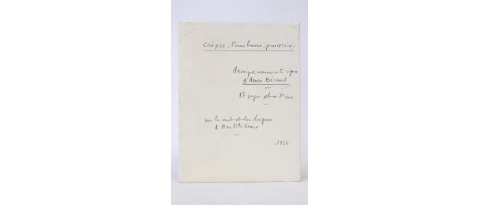 BERAUD : Crêpes, tambours, poussière... Manuscrit autographe signé - Libro autografato - Edition-Originale.com