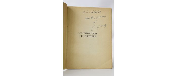BERL : Les impostures de l'histoire - Autographe, Edition Originale - Edition-Originale.com