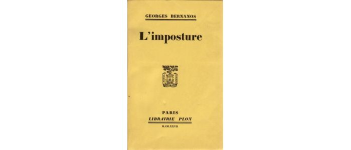 BERNANOS : L'imposture - Erste Ausgabe - Edition-Originale.com